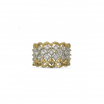 BUCCELLATI ROMBI WHITE AND YELLOW GOLD ETERNELLE RING JAUETE005788